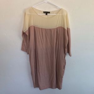 Elizabeth & James Cream and Peach Tunic Mini Dress Extra Small